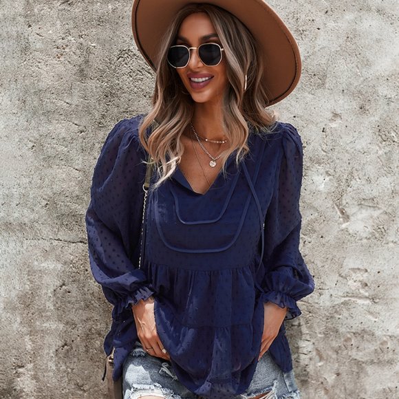 VINTAGE BOHO CHIC LAYERED BELL SLEEVED BLOUSE - Picture 2 of 8